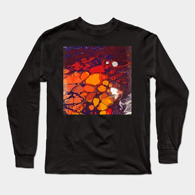 Deep Orange, Red and Purple Organic Textures - WelshDesignsTP001 Long Sleeve T-Shirt by WelshDesigns